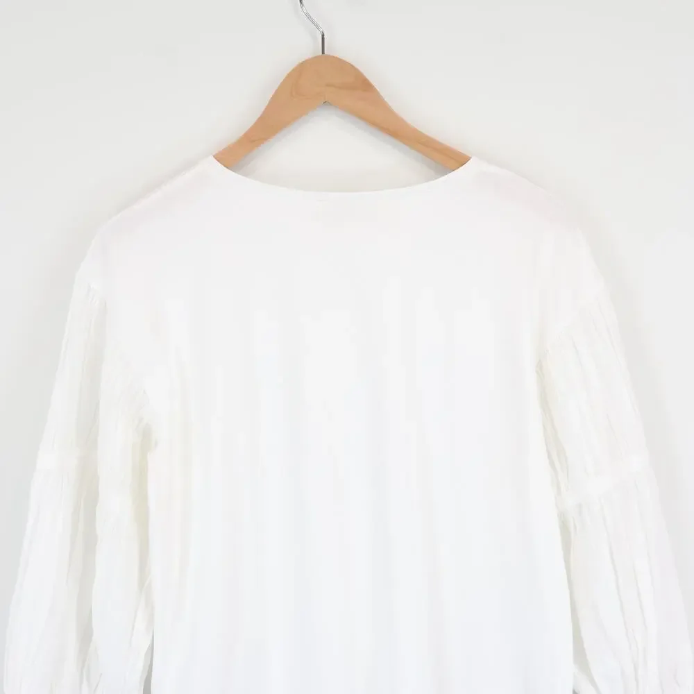 Madewell Puff Sleeve Drop Shoulder Knit Cotton Top White Size Small NWT
